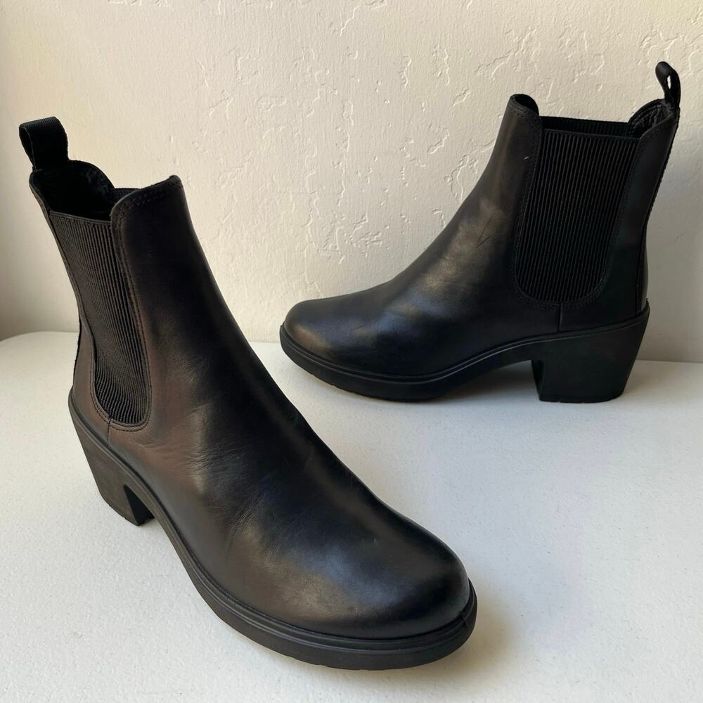 Ecco Metropole Zurich Chelsea Boots Chunky Platform Black Size EU39 / 8-8.5